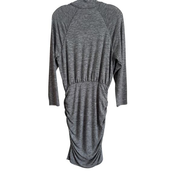 Express Heather Gray Mock Turtleneck Long Sleeve Ruched Knit Dress Size M Basic - Picture 2 of 5
